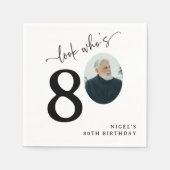 Look Who's 80! Modern Photo 80th Birthday Serviette (Vorderseite)