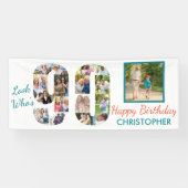 Look Who's 90 Foto Collage 90 th Birthday Party Banner (Horizontal)