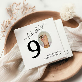 Look Who's 90! Modern Photo 90th Birthday Serviette