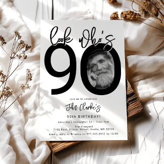 Look who's 90 | Photo 90th Birthday Invitation Einladung