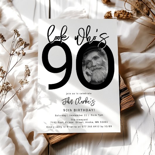 Look who's 90 | Photo 90th Birthday Invitation Einladung