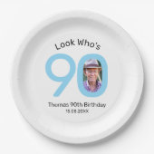 Look Who's 90 Photo 90th Birthday Party Pappteller (Vorderseite)