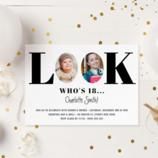 Look Who's Birthday Funny Foto Einladung