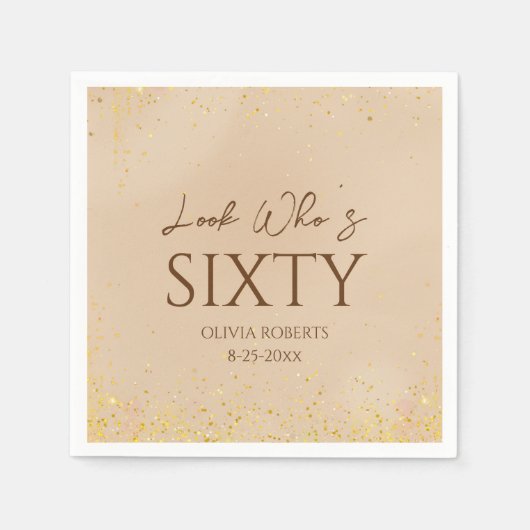 Look Who's Elegant Gold Geburtstagsparty Serviette (Vorderseite)