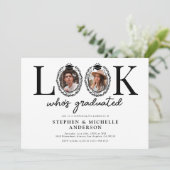 Look Whos Graduated Joint Graduation Party Einladung (Stehend Vorderseite)