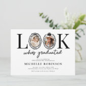 Look Whos Graduated Photo Graduation Party Einladung (Stehend Vorderseite)