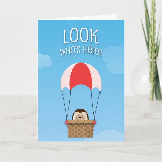Look Who's Here Baby Hedgehog Card Karte (Vorderseite)