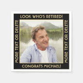 Look Who's Rent Black & Gold Rentirement Foto Serviette (Vorderseite)