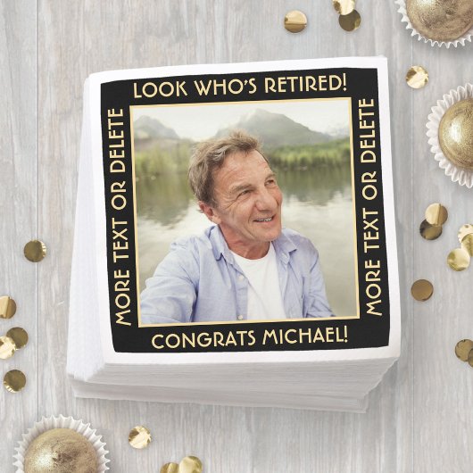 Look Who's Rent Black & Gold Rentirement Foto Serviette