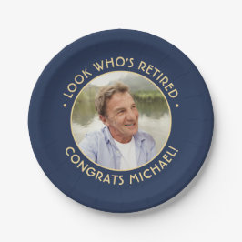 Look Who's Rent Navy and Gold Rentirement Foto Pappteller