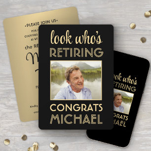 Look Who's Retiring Black & Gold Foto Rentirement Einladung