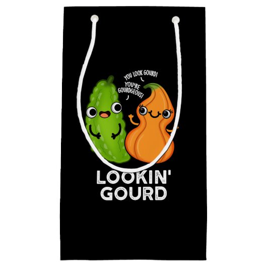 Lookin Gourd Funny Veggie Pun Dark BG Kleine Geschenktüte (Vorderseite)