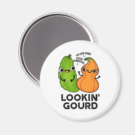 Lookin Gourd Funny Veggie Pun Magnet (Vorderseite/Rückseite)