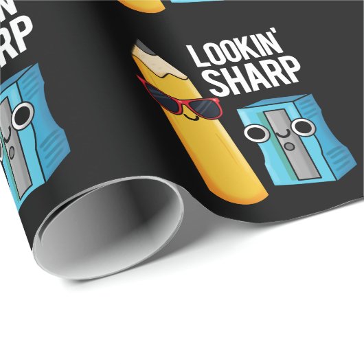 Lookin Sharp Funny Pencil Pun Dark BG Geschenkpapier (Rolleneckpunkt)