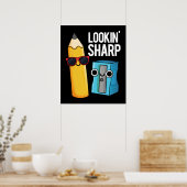 Lookin Sharp Funny Pencil Pun Dark BG Poster (Küche)