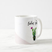 Lookin' Sharp | Rosa Marmor und Kakteen Kaffeetasse (VorderseiteRechts)
