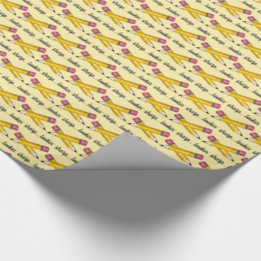 Lookin' Sharp Yellow #2 Pencil School Writing Geschenkpapier (Ecke)