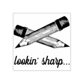Lookin' Sharp Yellow #2 Pencil School Writing Gummistempel (Prägung)