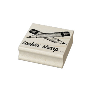 Lookin' Sharp Yellow #2 Pencil School Writing Gummistempel