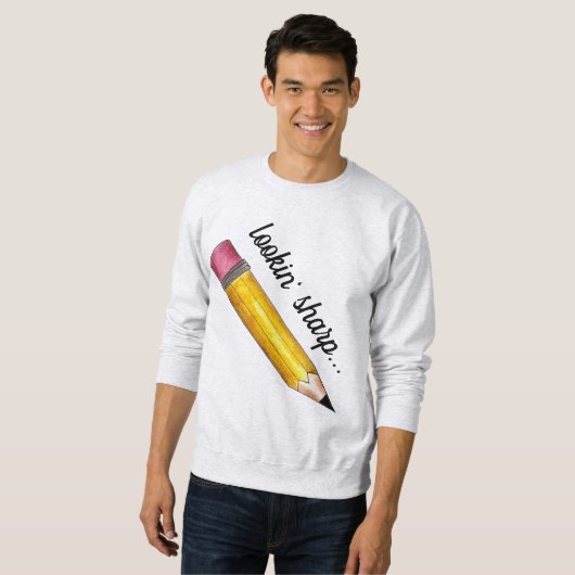 Lookin' Sharp Yellow #2 Pencil School Writing Sweatshirt (Vorne ganz)