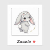 Looking Back Bunny - Adorable Fluffy Rabbit Kawaii Aufkleber (Blatt)