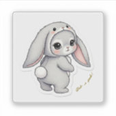 Looking Back Bunny - Adorable Fluffy Rabbit Kawaii Aufkleber (Vorderseite)