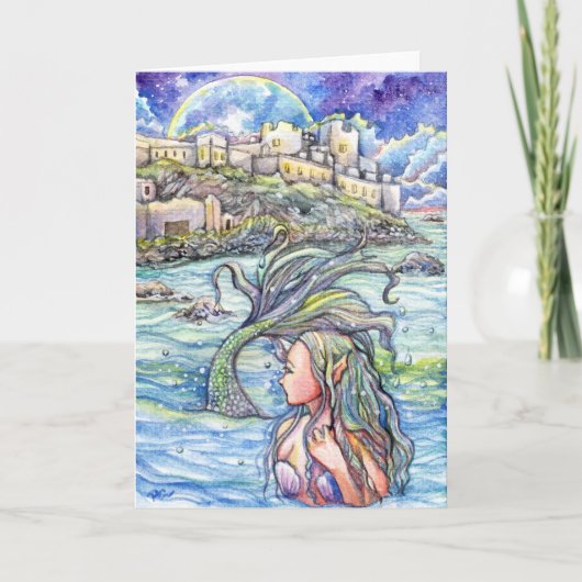 Looking Back Fantasy Mermaid Art Karte (Vorderseite)