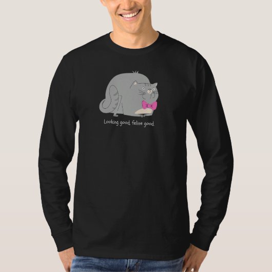 Looking Good Feline Good Pun Cat T-Shirt (Vorderseite)