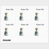 Looking Up Cat -2 | Personalized Custom Text Quadratischer Aufkleber (Blatt)