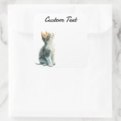 Looking Up Cat -2 | Personalized Custom Text Quadratischer Aufkleber (Tasche)