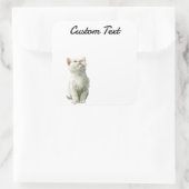 Looking Up Cat -3 | Personalized Custom Text Quadratischer Aufkleber (Tasche)