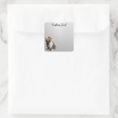 Looking Up Cat -5 | Personalized Custom Text Quadratischer Aufkleber (Tasche)