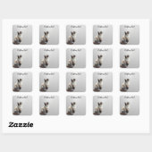 Looking Up Cat -6 | Personalized Custom Text Quadratischer Aufkleber (Blatt)