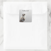 Looking Up Cat -6 | Personalized Custom Text Quadratischer Aufkleber (Tasche)