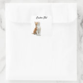 Looking Up Cat | Personalized Custom Text Quadratischer Aufkleber (Tasche)