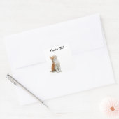 Looking Up Cat | Personalized Custom Text Quadratischer Aufkleber (Umschlag)