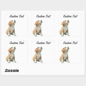 Looking Up Puppy-2 | Personalized Custom Text Quadratischer Aufkleber (Blatt)