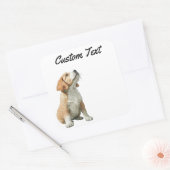 Looking Up Puppy-2 | Personalized Custom Text Quadratischer Aufkleber (Umschlag)
