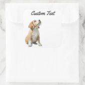 Looking Up Puppy-2 | Personalized Custom Text Quadratischer Aufkleber (Tasche)