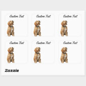 Looking Up Puppy-3 | Personalized Custom Text Quadratischer Aufkleber (Blatt)