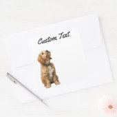 Looking Up Puppy-3 | Personalized Custom Text Quadratischer Aufkleber (Umschlag)
