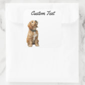 Looking Up Puppy-3 | Personalized Custom Text Quadratischer Aufkleber (Tasche)