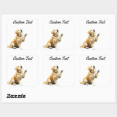 Looking Up Puppy-4 | Personalized Custom Text Quadratischer Aufkleber (Blatt)