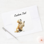 Looking Up Puppy-4 | Personalized Custom Text Quadratischer Aufkleber (Umschlag)