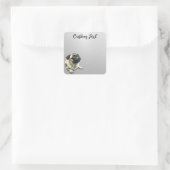Looking Up Puppy-5 | Personalized Custom Text Quadratischer Aufkleber (Tasche)