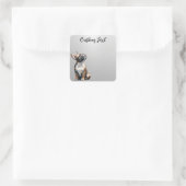 Looking Up Puppy-6 | Personalized Custom Text Quadratischer Aufkleber (Tasche)