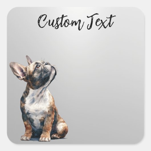 Looking Up Puppy-6 | Personalized Custom Text Quadratischer Aufkleber (Vorderseite)
