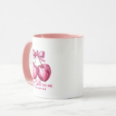 Looks Cute On Me" Cherry Mug – Pink Bow & Sparkle  Tasse (Vorderseite Links)