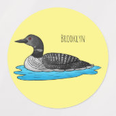 Loon bird cartoon illustration etiketten (Design 1)
