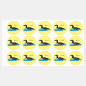 Loon bird cartoon illustration etiketten (Blatt)